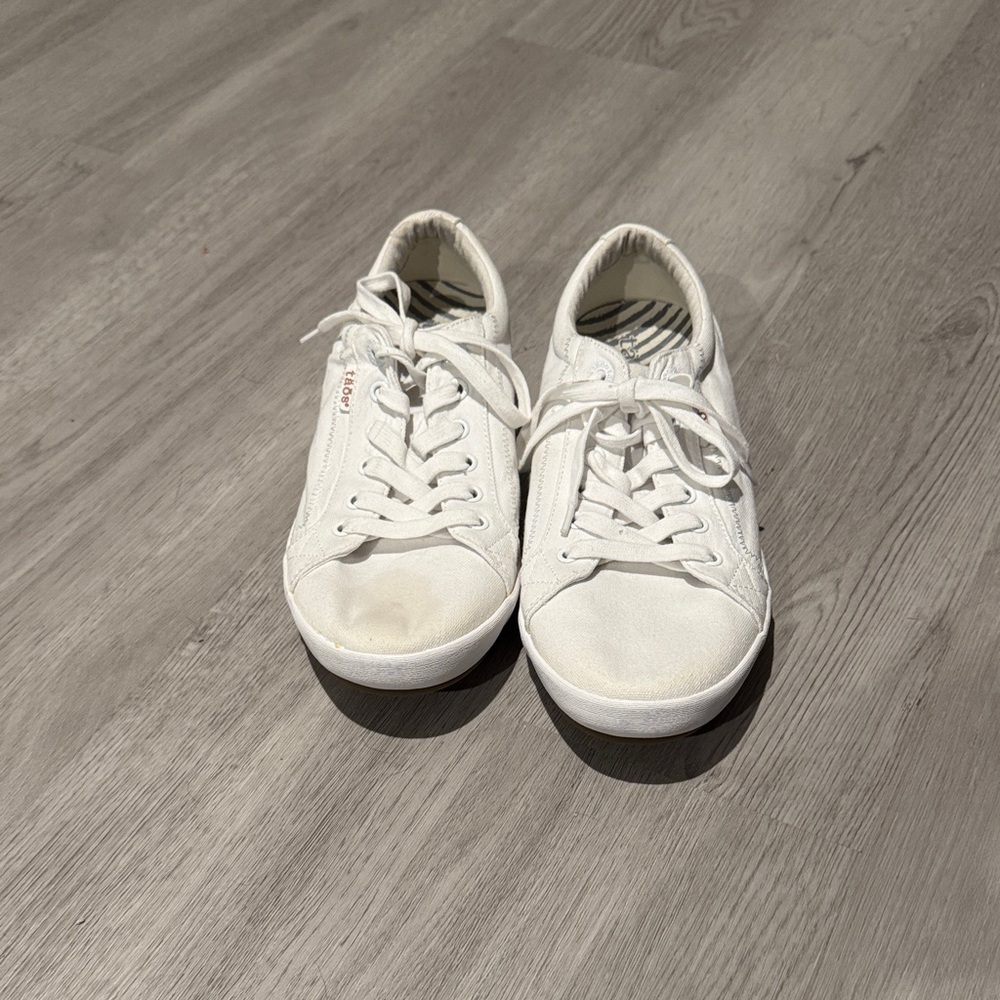 Taos Footwear Off-White Canvas Lace-Ups